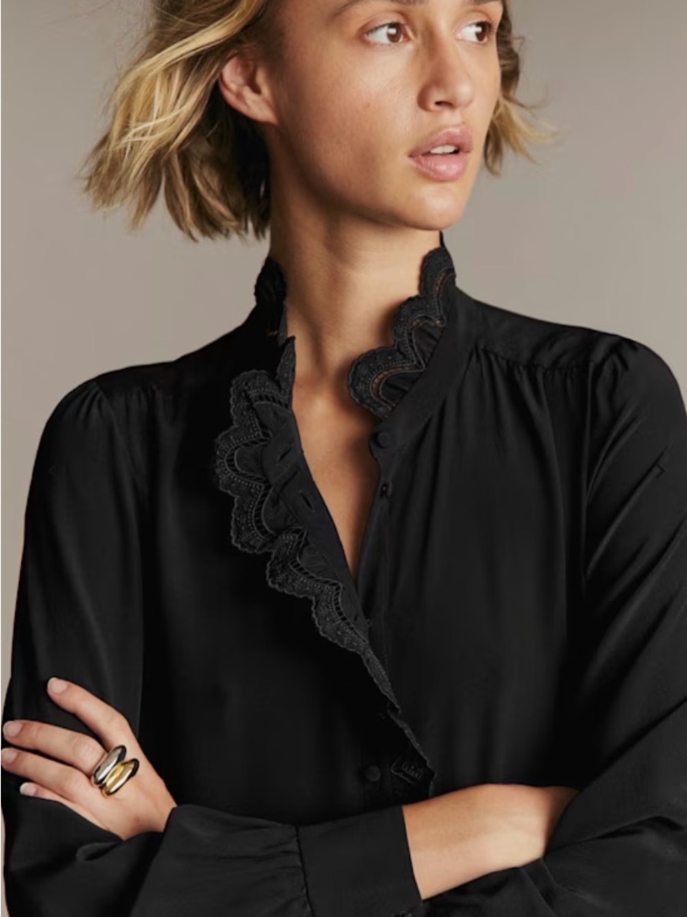 New  Sezane Chlo Silk Shirt 8 40